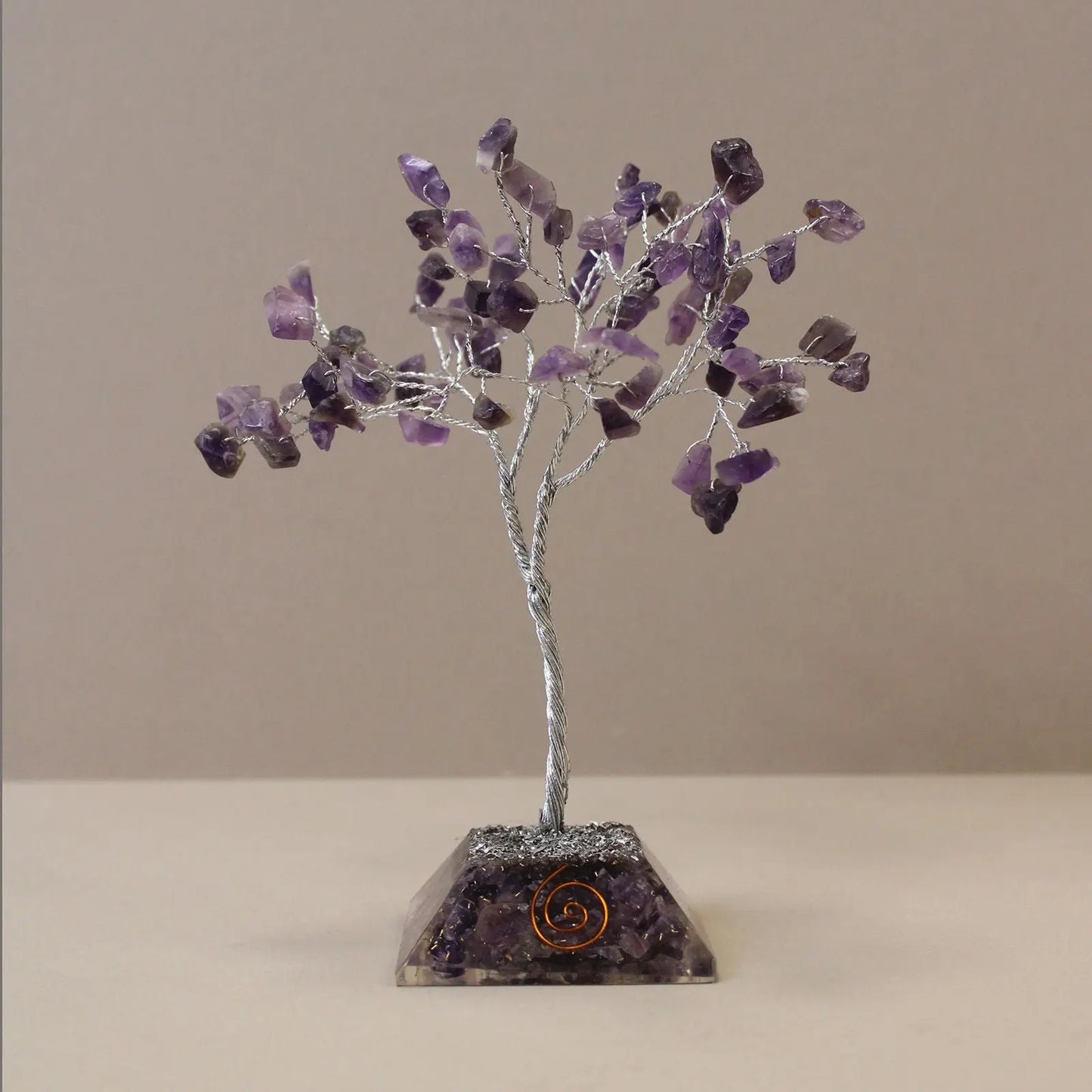 Gemstone Tree with Organite Base - 80 Stone - Amethyst gemstone tree handmade in India for home decor and healing.