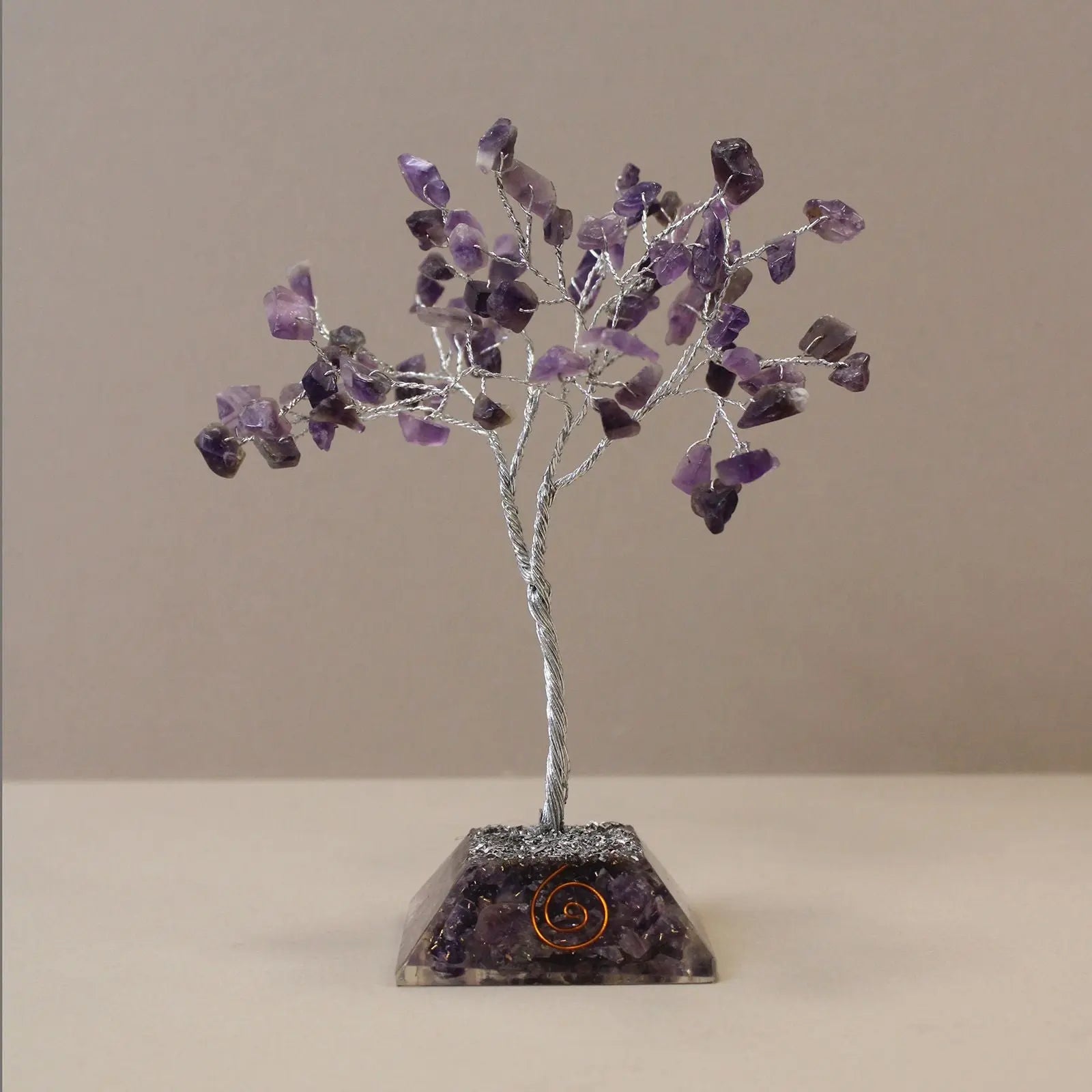 Gemstone Tree with Organite Base - 80 Stone - Amethyst gemstone tree handmade in India for home decor and healing.