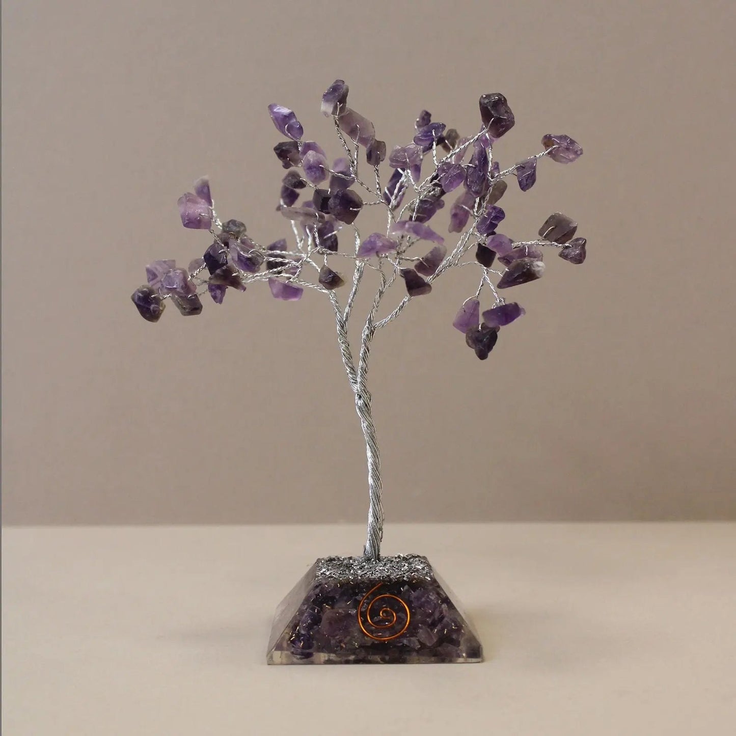 Gemstone Tree with Organite Base - 80 Stone - Amethyst gemstone tree handmade in India for home decor and healing.