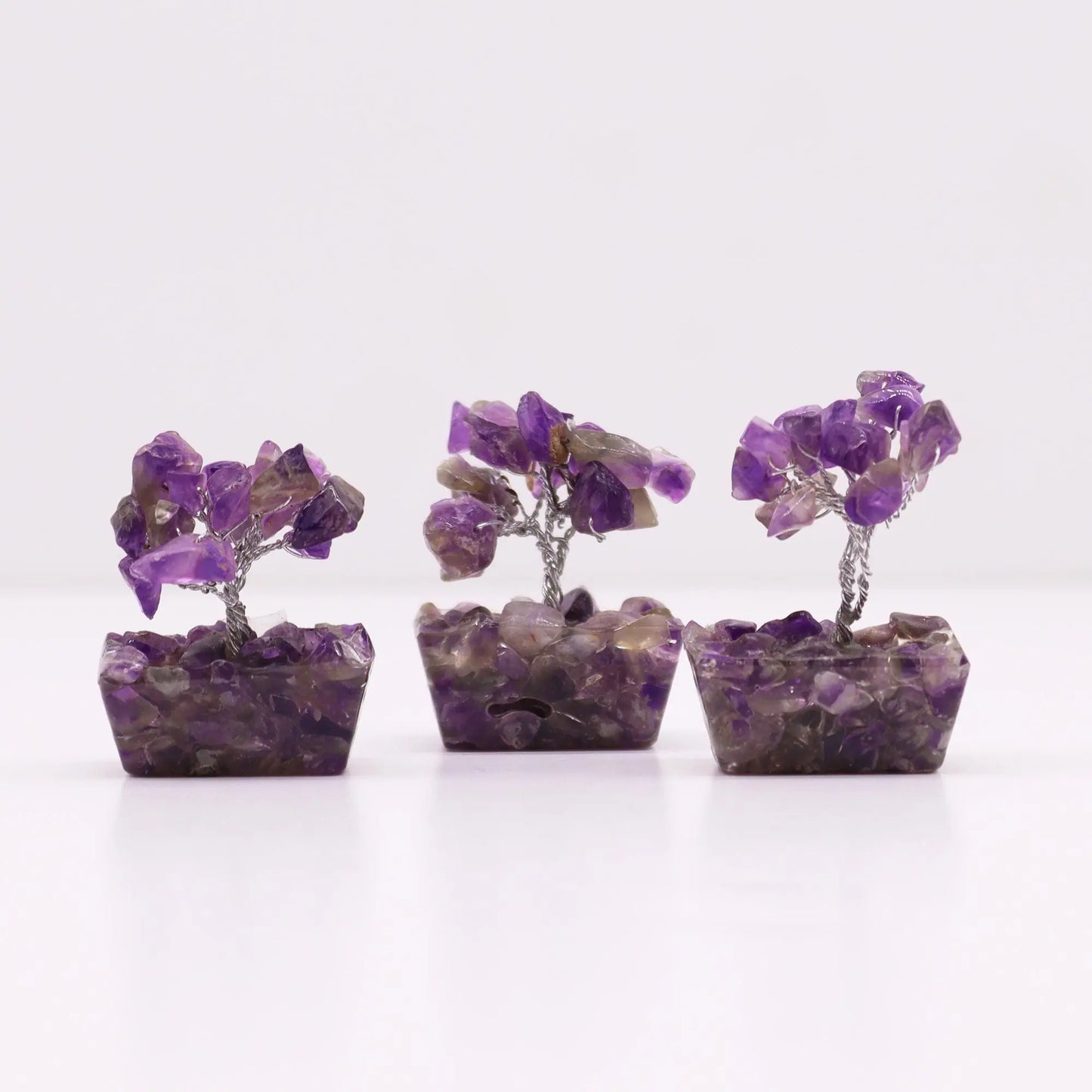 Mini Gemstone Tree On Orgonite Base - Amethyst (15 stones) Ninja Aromatherapy