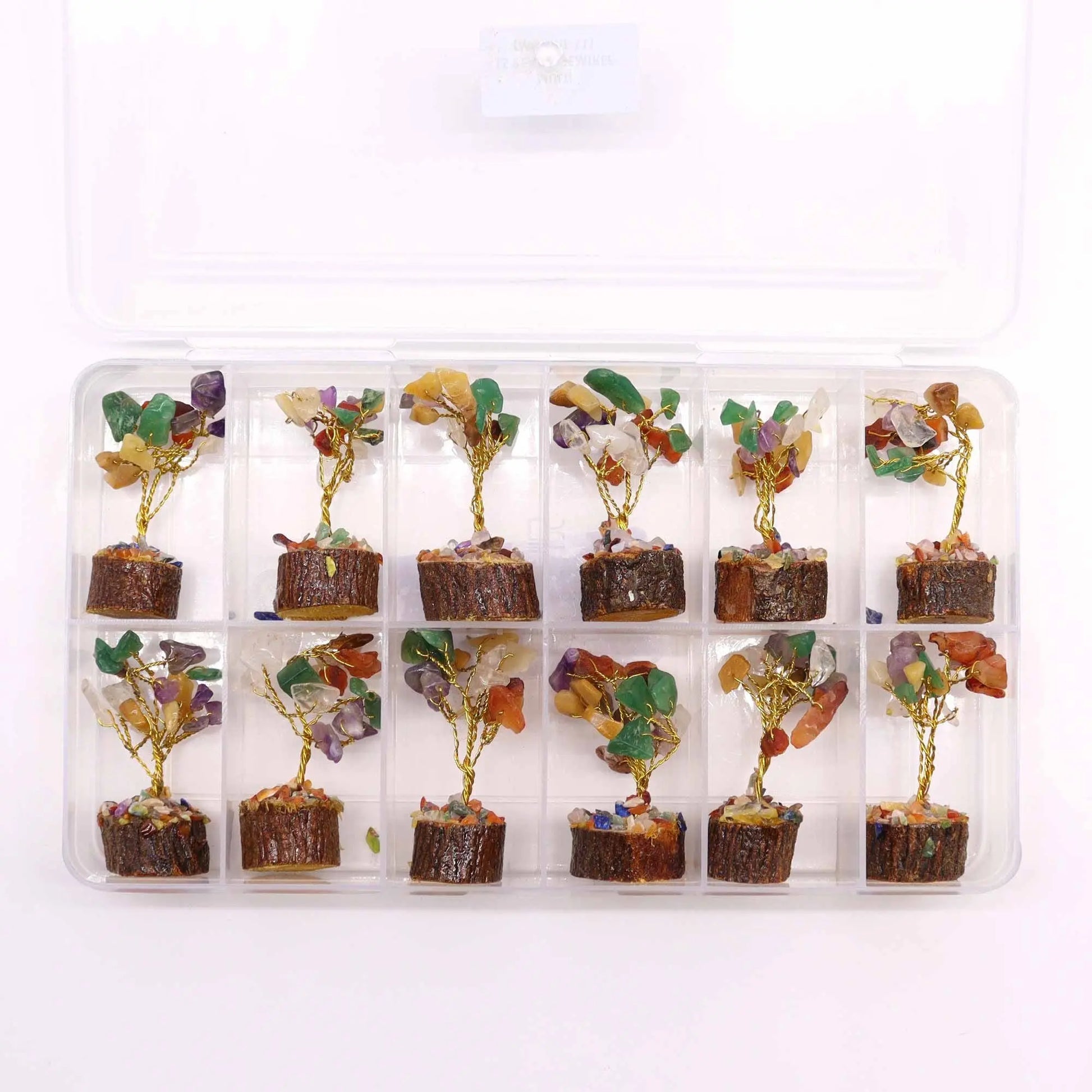Mini Gemstone Tree On Wood Base - Multi Stones (15 stones) Ninja Aromatherapy