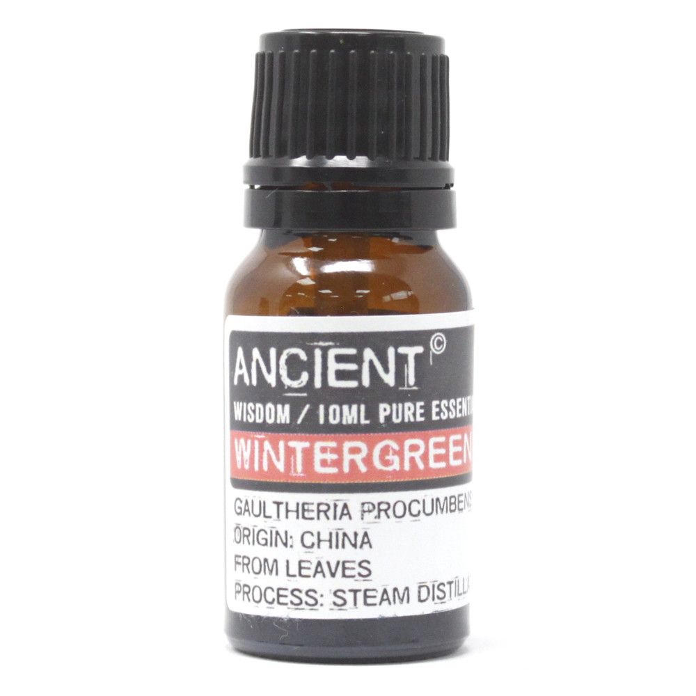 Wintergreen Essential Oil 10ml Amber Glass Bottle with Built-In Drop Reducer – Pain Relief and Refreshing Aroma