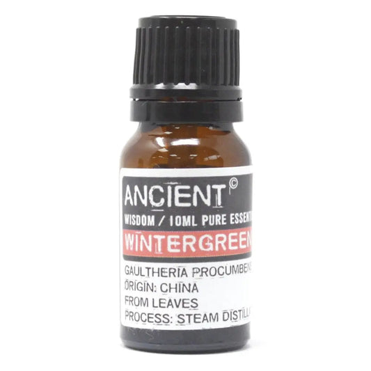 Wintergreen Essential Oil 10ml Amber Glass Bottle with Built-In Drop Reducer – Pain Relief and Refreshing Aroma