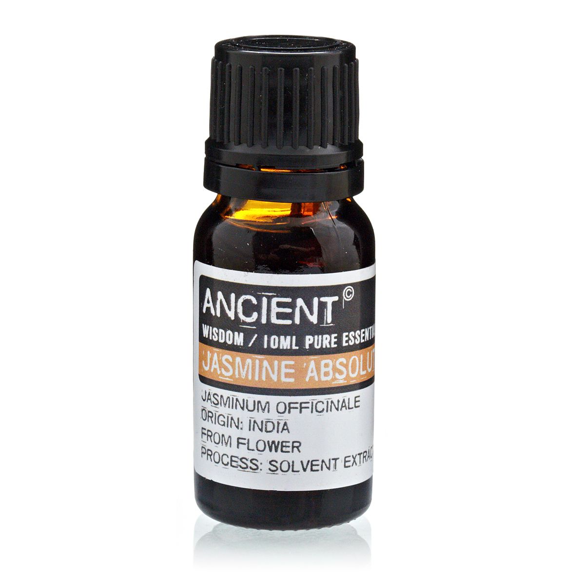 Jasmine Absolute Essential Oil 10ml Amber Glass Bottle with Built-In Drop Reducer – Exotic Aroma and Skin Care