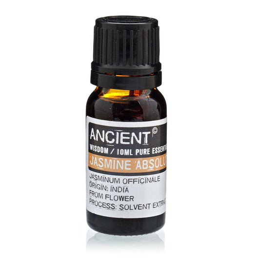 Jasmine Absolute Essential Oil 10ml Amber Glass Bottle with Built-In Drop Reducer – Exotic Aroma and Skin Care