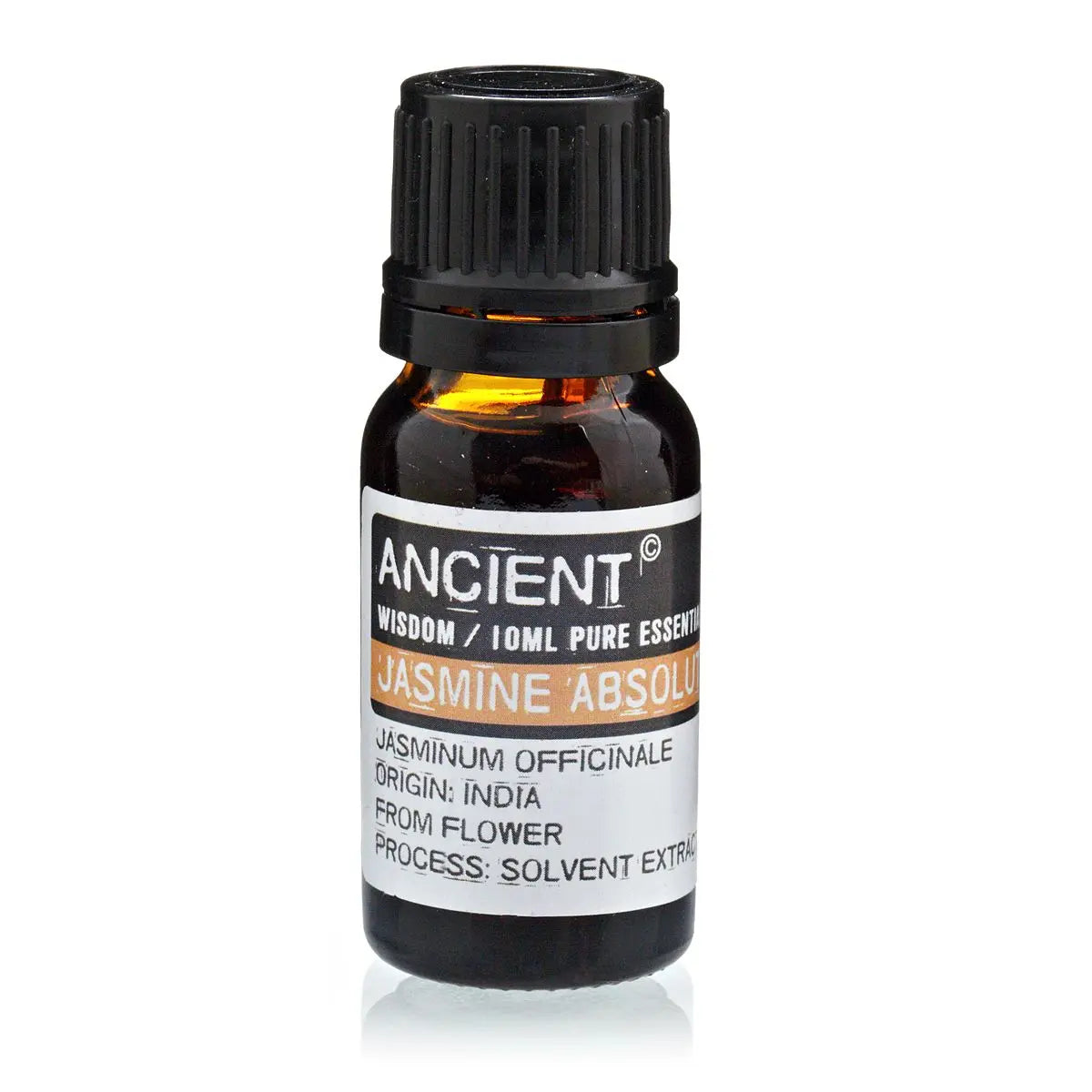 Jasmine Absolute Essential Oil 10ml Amber Glass Bottle with Built-In Drop Reducer – Exotic Aroma and Skin Care