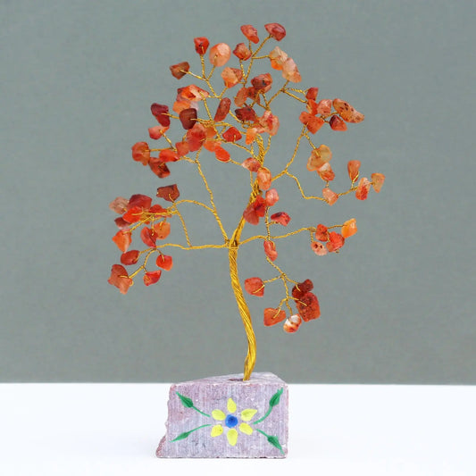 Carnelian - 80 Stone gemstone tree handmade in India for home decor and healing.