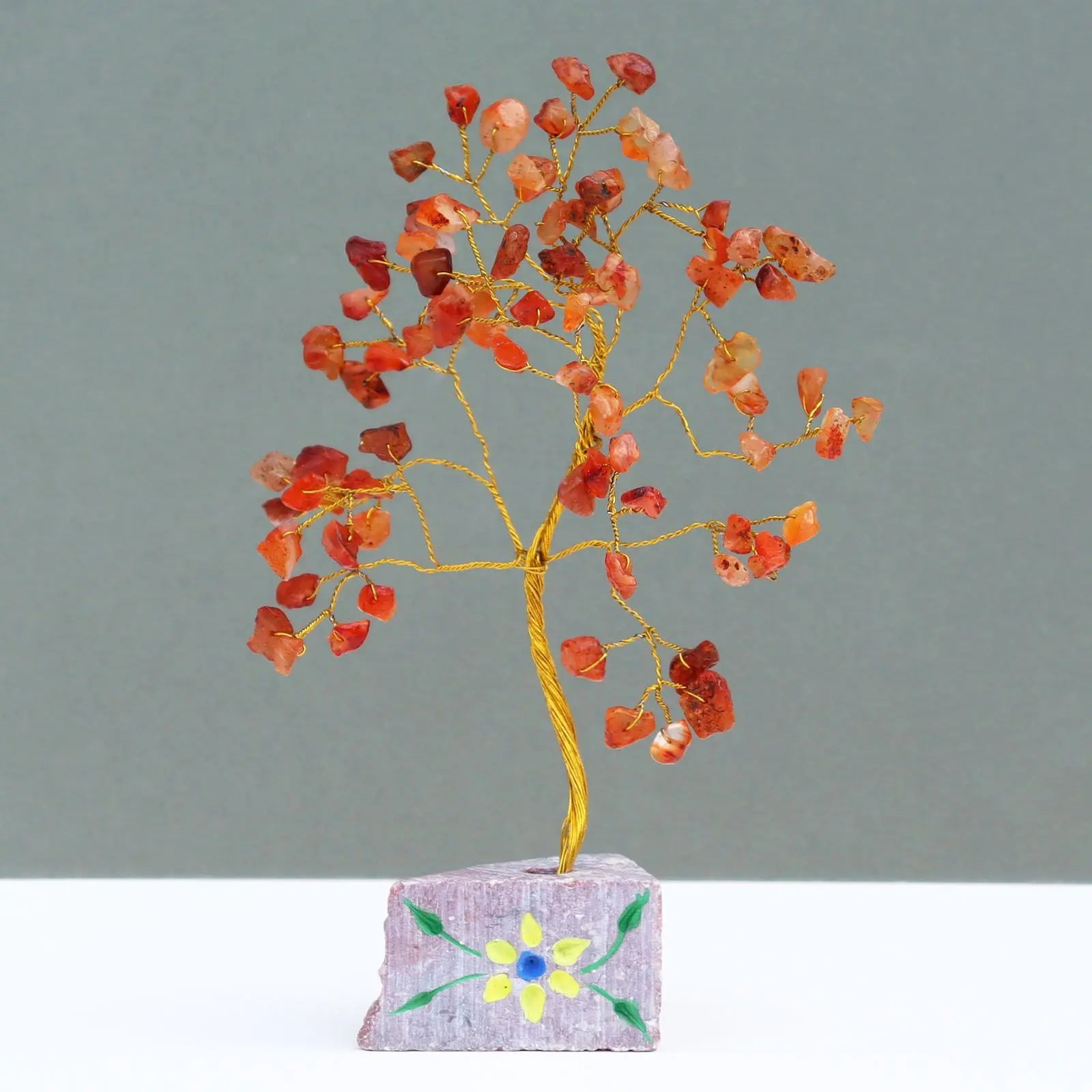 Carnelian - 80 Stone gemstone tree handmade in India for home decor and healing.