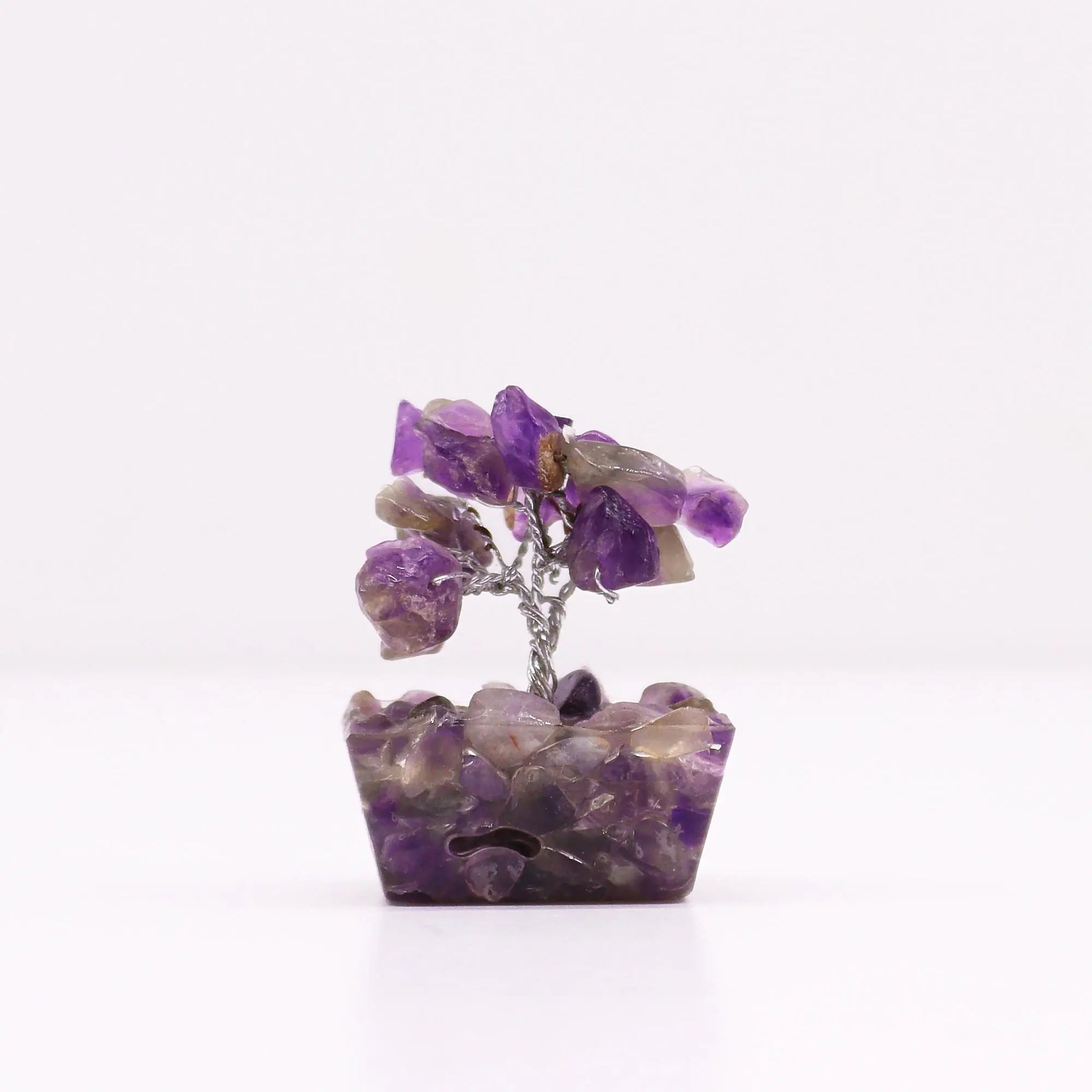 Mini Gemstone Tree On Orgonite Base - Amethyst (15 stones) Ninja Aromatherapy