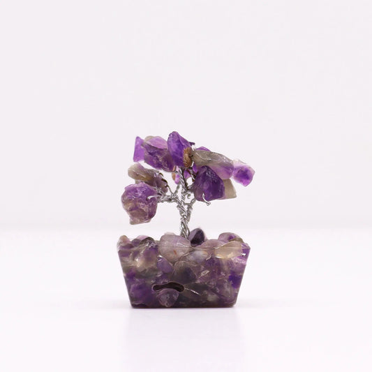 Mini Gemstone Tree On Orgonite Base - Amethyst (15 stones) Ninja Aromatherapy