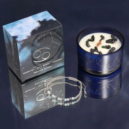 Zodiac Crystal Candle with Gemstone Bracelet - Cancer Zodiac Crystal Candles with Gemstone Bracelet from China with