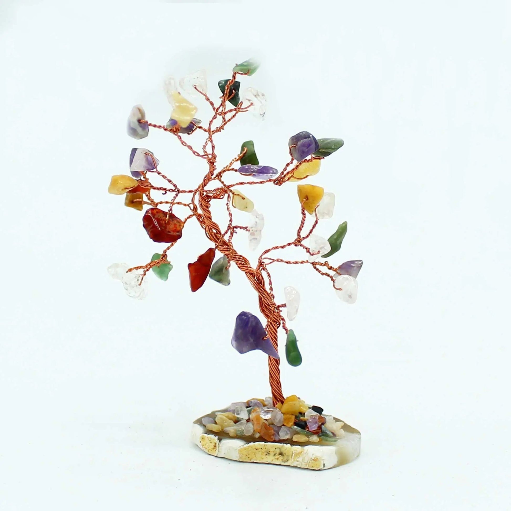 Gemstone Tree - Multi Stones on Natural Agate Base (35 stones) Ninja Aromatherapy