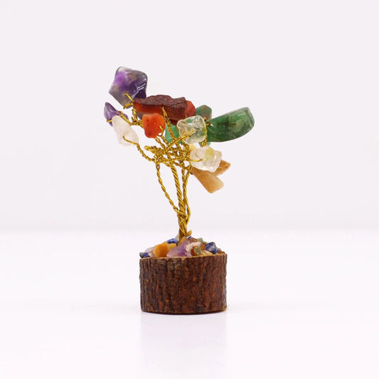 Mini Gemstone Tree On Wood Base - Multi Stones (15 stones) Ninja Aromatherapy