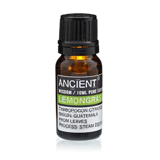 Lemongrass Essential Oil 10ml Amber Glass Bottle with Built-In Drop Reducer – Energizing and Purifying Aromatherapy
