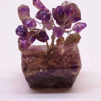 Mini Gemstone Tree On Orgonite Base - Amethyst (15 stones) Ninja Aromatherapy