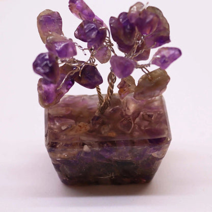 Mini Gemstone Tree On Orgonite Base - Amethyst (15 stones) Ninja Aromatherapy