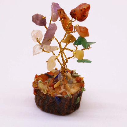 Mini Gemstone Tree On Wood Base - Multi Stones (15 stones) Ninja Aromatherapy