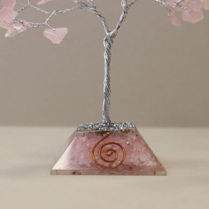 Gemstone Tree with Organite Base - 80 Stone - Rose Quartz Ninja Aromatherapy