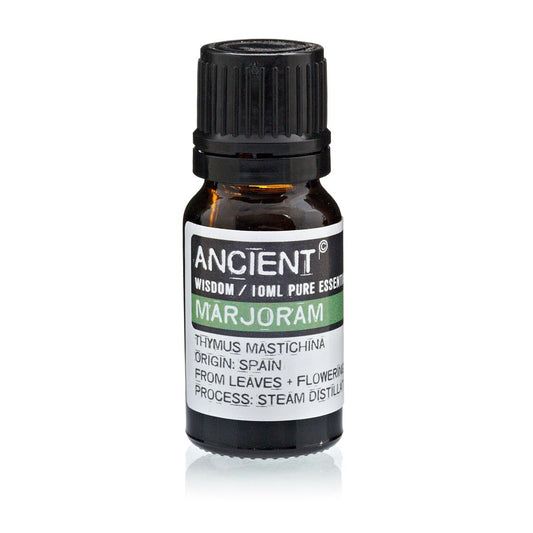 Marjoram Spanish Essential Oil 10ml Amber Glass Bottle with Built-In Drop Reducer – Respiratory and Stress Relief