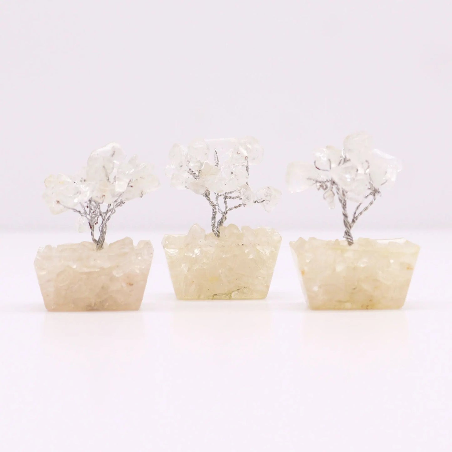 Mini Gemstone Tree On Orgonite Base - Rock Quartz (15 stones) Ninja Aromatherapy