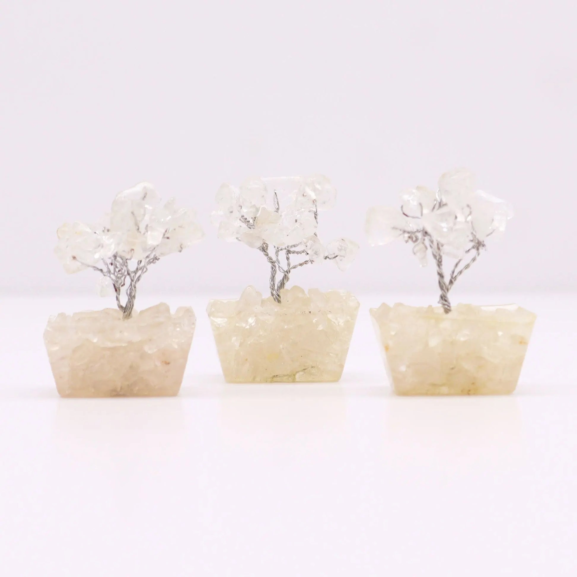 Mini Gemstone Tree On Orgonite Base - Rock Quartz (15 stones) Ninja Aromatherapy