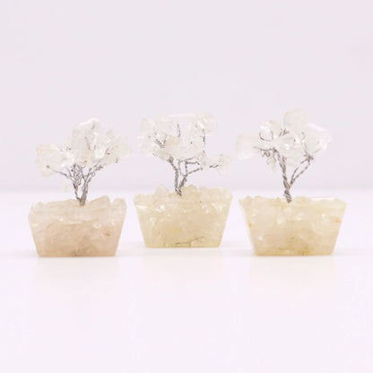 Mini Gemstone Tree On Orgonite Base - Rock Quartz (15 stones) Ninja Aromatherapy