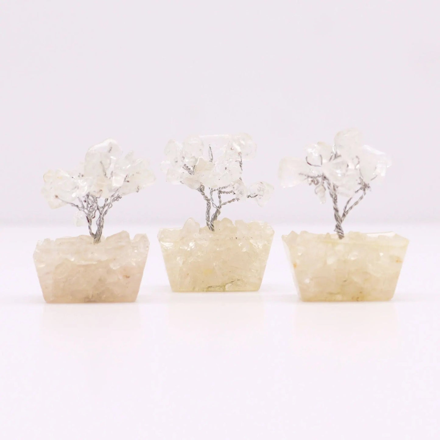 Mini Gemstone Tree On Orgonite Base - Rock Quartz (15 stones) Ninja Aromatherapy