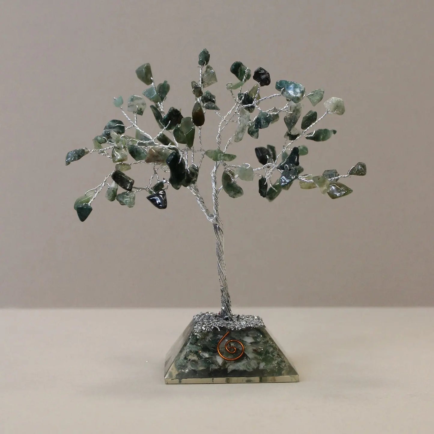 Gemstone Tree with Organite Base - 80 Stone - Moss Agate gemstone tree handmade in India for home decor and healing.