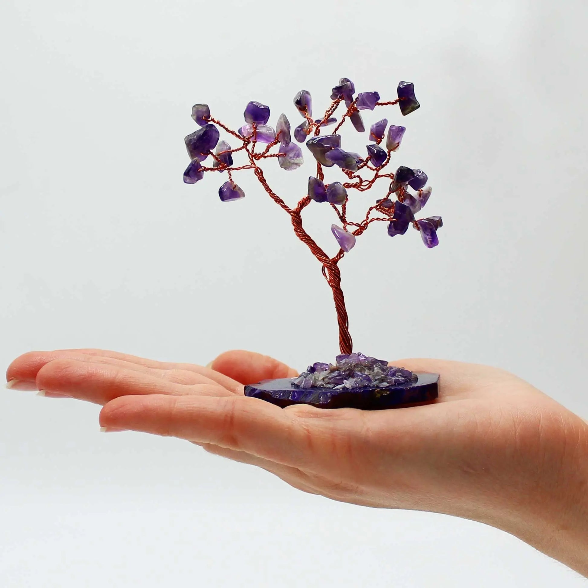 Gemstone Tree - Amethyst on Natural Agate Base (35 stones) Ninja Aromatherapy