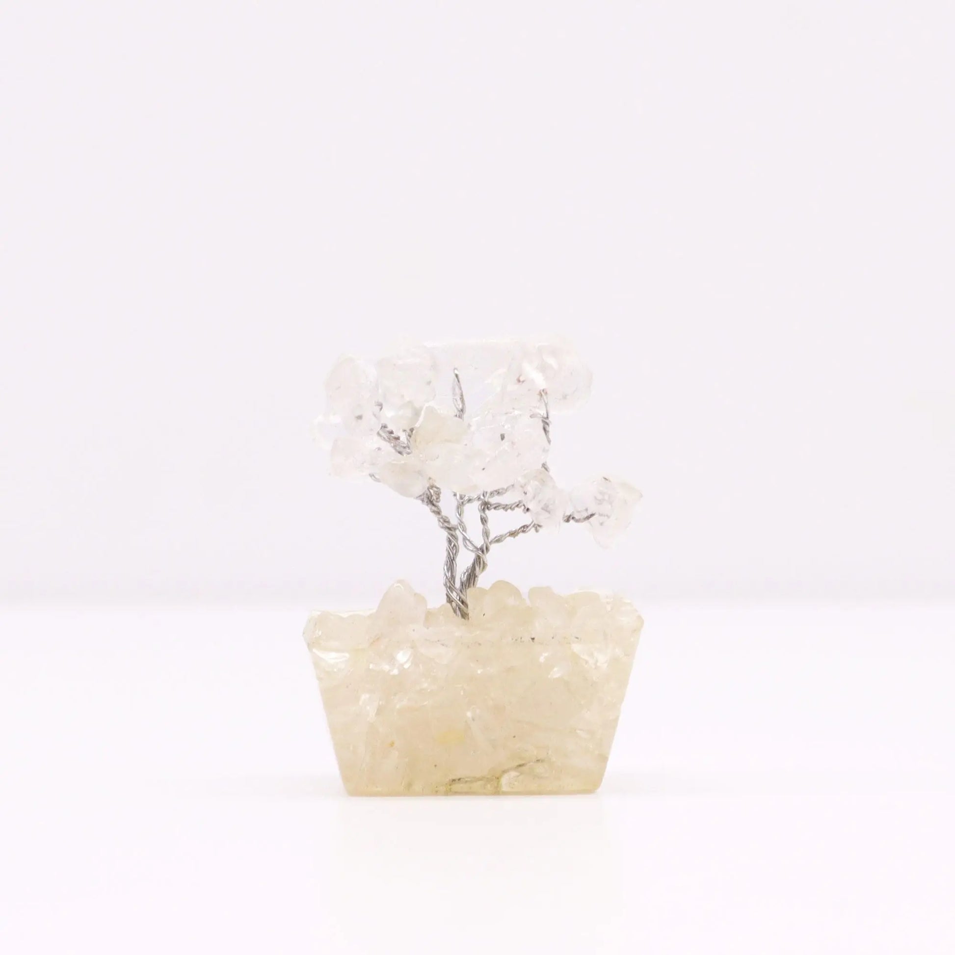 Mini Gemstone Tree On Orgonite Base - Rock Quartz (15 stones) Ninja Aromatherapy