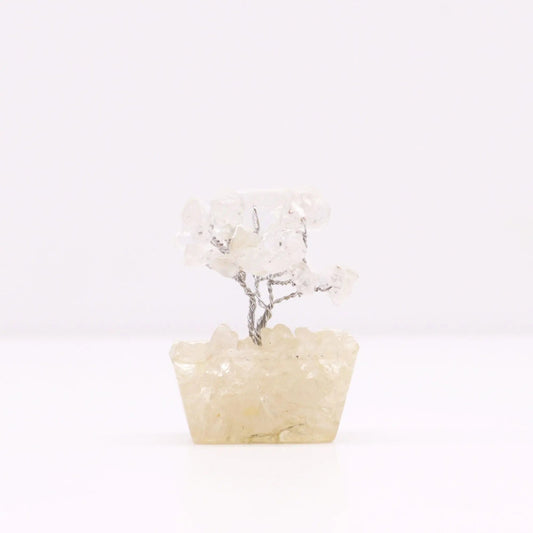 Mini Gemstone Tree On Orgonite Base - Rock Quartz (15 stones) Ninja Aromatherapy