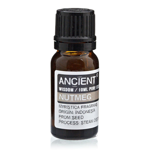 Nutmeg Essential Oil 10ml Amber Glass Bottle with Built-In Drop Reducer – Warming, Digestive and Pain Relief