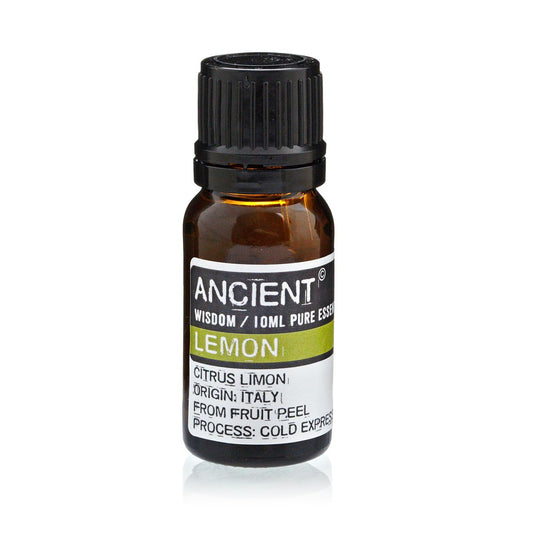 Lemon Essential Oil 10ml Amber Glass Bottle with Built-In Drop Reducer – Refreshing, Uplifting and Purifying Aromatherapy