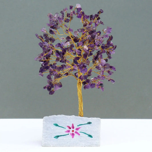 Amethyst - 320 Stone gemstone tree handmade in India for home decor and healing.