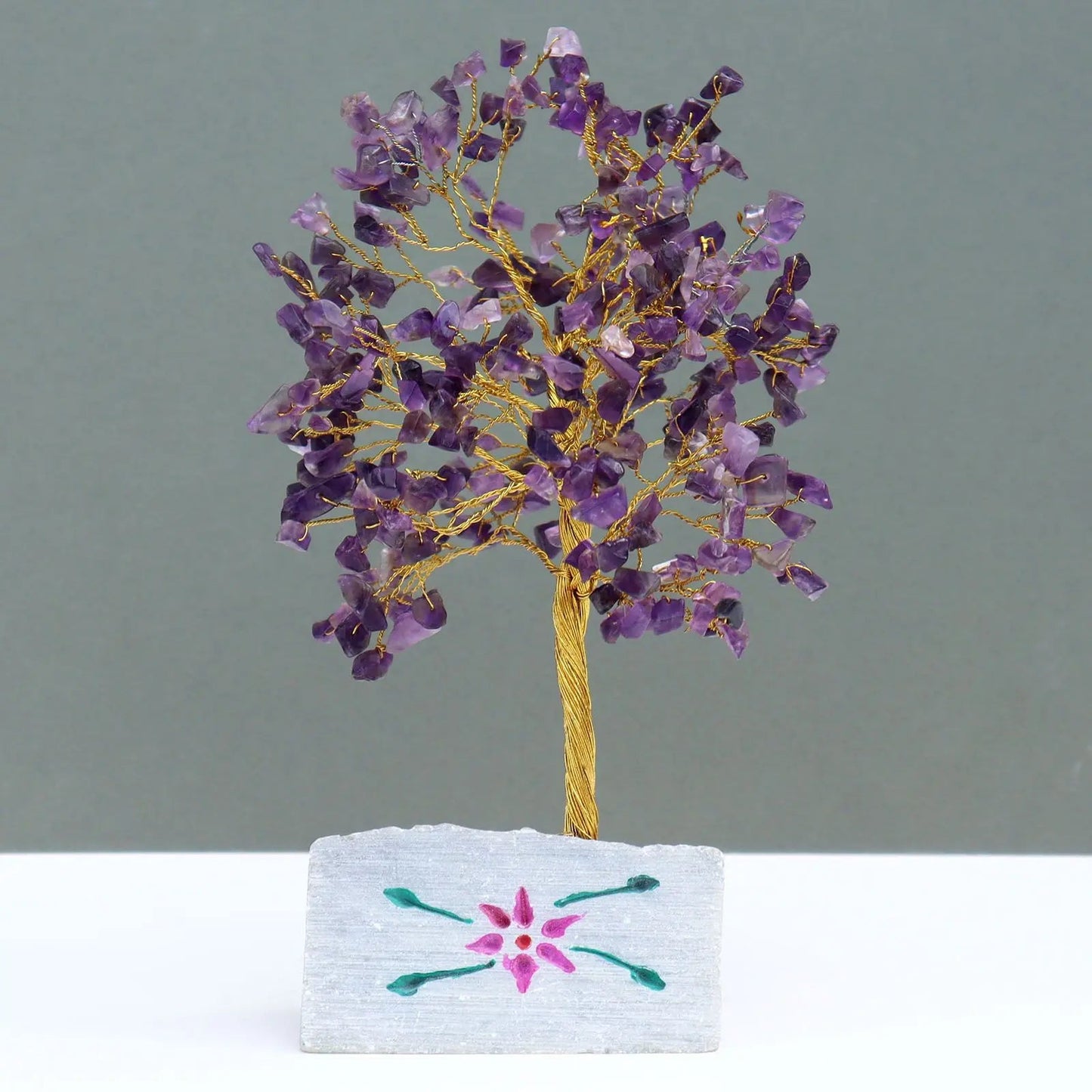 Amethyst - 320 Stone gemstone tree handmade in India for home decor and healing.
