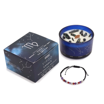Zodiac Crystal Candle with Gemstone Bracelet - Virgo Ninja Aromatherapy