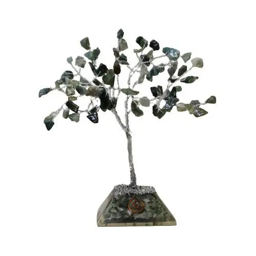 Gemstone Tree with Organite Base - 80 Stone - Moss Agate Ninja Aromatherapy