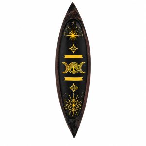 Enamel Incense Bowl - Mango Wood - Triple Moons
