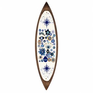 Enamel Incense Bowl - Mango Wood - Evil Eye