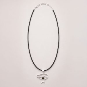 Indian Devotional Pendant - Silver Plated (45cm Cord)- Cleopatra Eye - Iolite