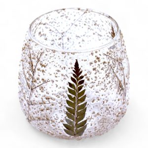Natural Floral Glass - Straight Candle Holder -  Pino - (10x9cm)