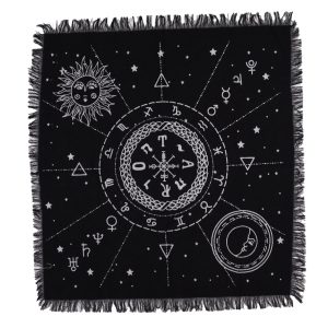 Esoteric Fringed Altar Cloth -  Moon &amp; Sun Chart