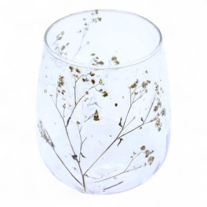 Natural Floral Glass - Vase Candle Holder - Margarita  - (12x11cm)