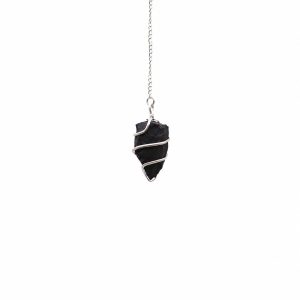 Raw Gemstone Pendulum - Black Agate