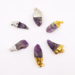 Gemstone Amethyst Gold & Silver Plated Pendants (6 assorted)