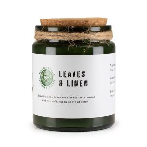 Greenman Woodwick Soy Candle - Leaves &amp; Linen