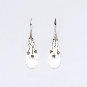 Shell &amp; Silver Earrings - Three Hearts - MOP
