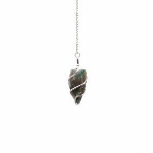 Raw Gemstone Pendulum - Moss Agate