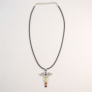 Indian Devotional Pendant - Silver Plated (45cm Cord)- Angel Chakra