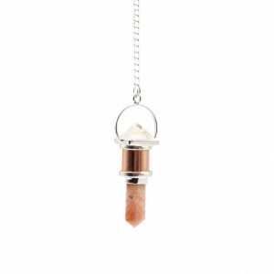 The Moon Chamber- Combo Piece Copper Pendulum -  Clear Quartz &amp; Sunstone